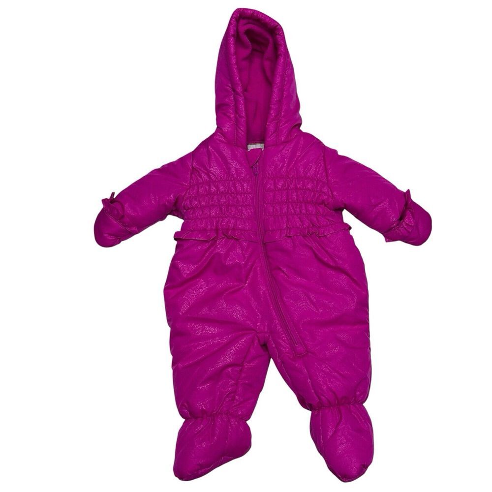 Rothschild Baby Infant Girl One Piece Snow Suit Pink Jacket Size 3/6 Months